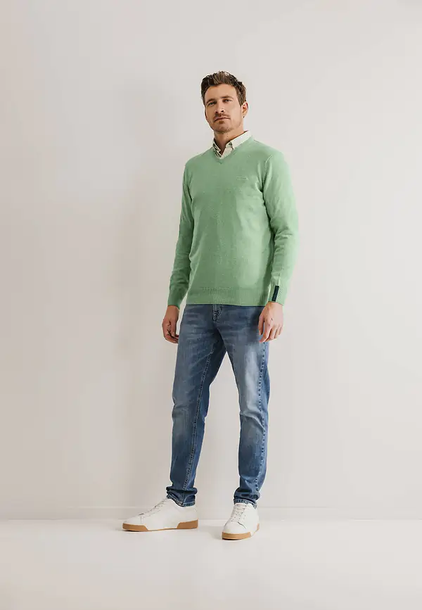 State Of Art V-hals Trui Van Katoen Bladgroen Uni