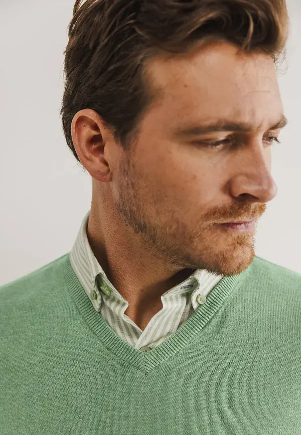 State Of Art V-hals Trui Van Katoen Bladgroen Uni