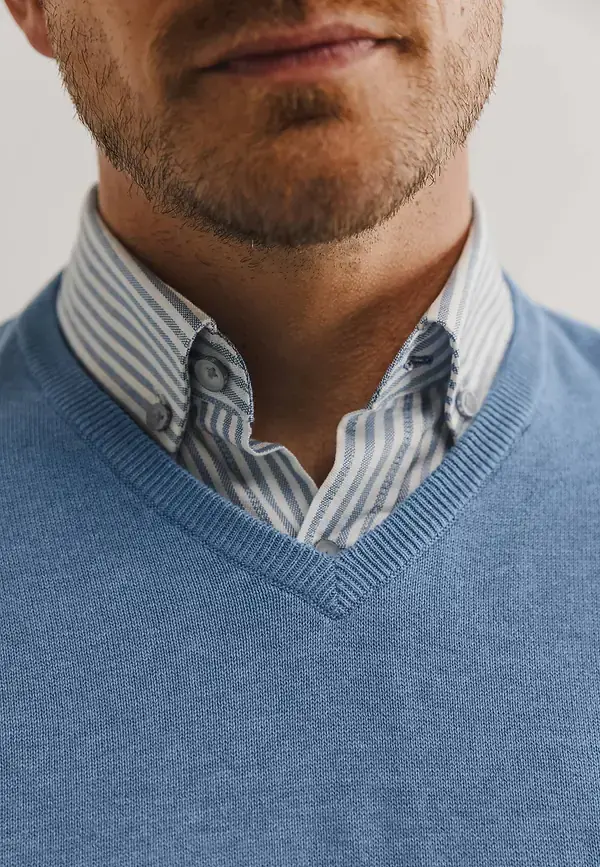 State Of Art V-hals Trui Van Katoen Grijsblauw Uni