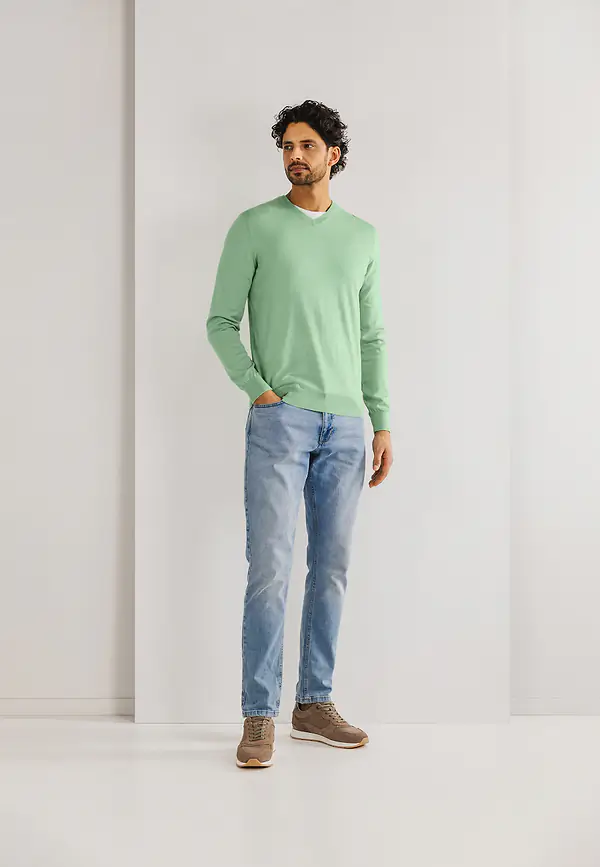 State Of Art V-hals Trui Van Katoen Jade Uni