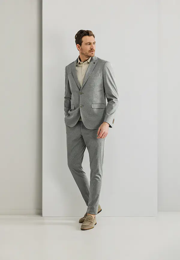 State Of Art Stretchchino Van Gebreide Stof Bladgroen Uni