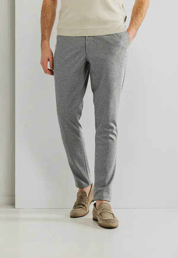 state of art Stretchchino van gebreide stof bladgroen uni