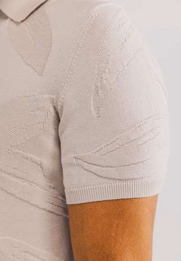 State Of Art Structuurgebreide Polo Van Katoen Kit Uni