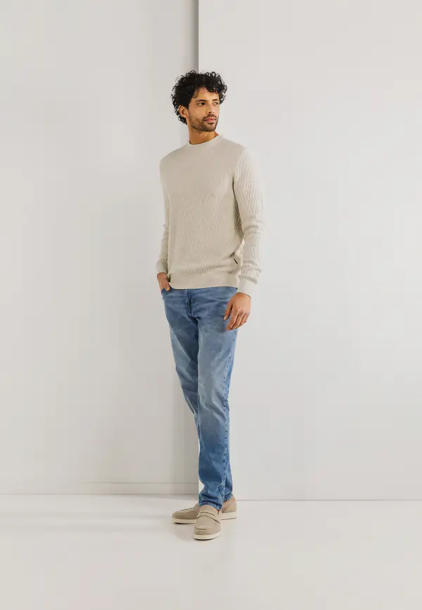 State Of Art Structuurgebreide Trui Met Ronde Hals Kit Uni