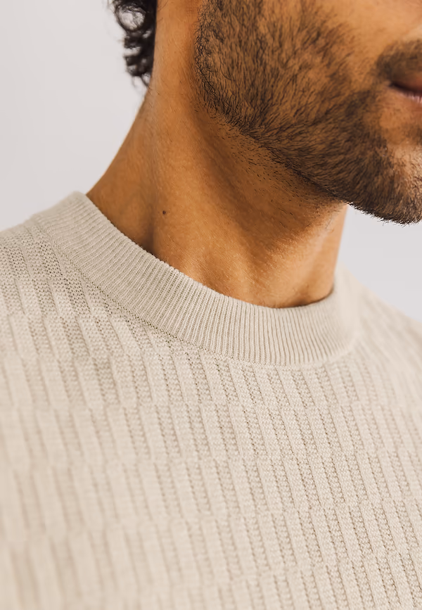 State Of Art Structuurgebreide Trui Met Ronde Hals Kit Uni