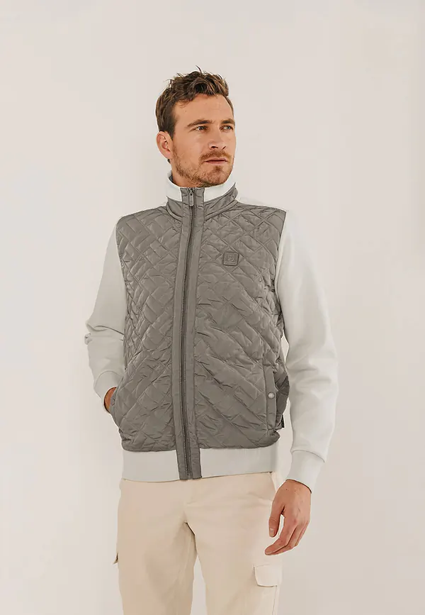 State Of Art Sweatvest Met Gestepte Voorzijde Kit/sepia