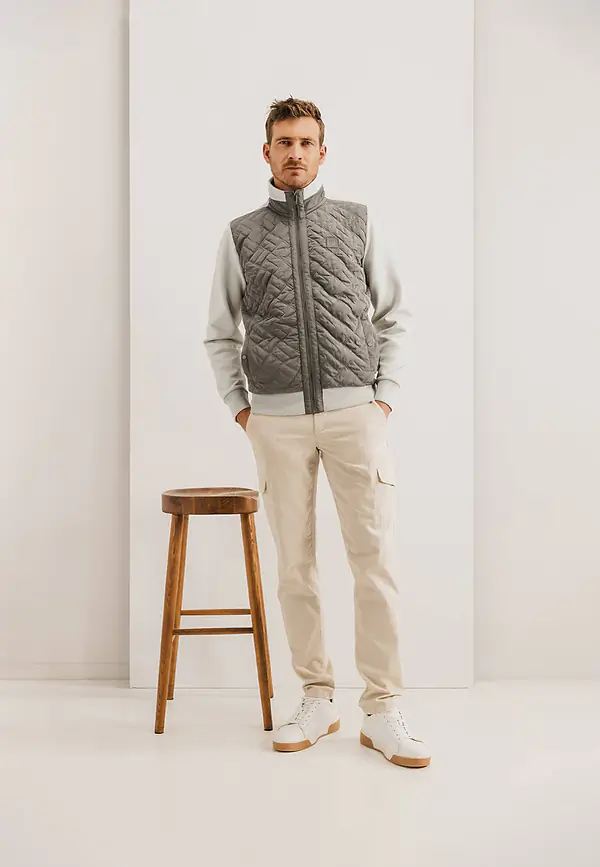 state of art Sweatvest met gestepte voorzijde kit/sepia