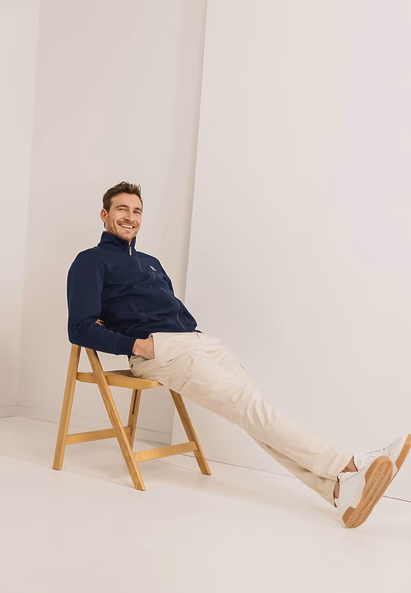 State Of Art Sweatvest Met Steekzakken En Nylon-details Donkerblauw Uni