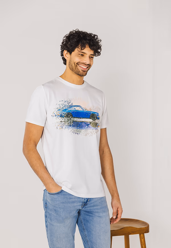 State Of Art T-shirt Met Digitale Print Op De Borst Wit Uni