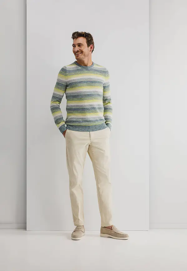 State Of Art Trui Met Ronde Hals En Sierlijke Streep Petrol/kit