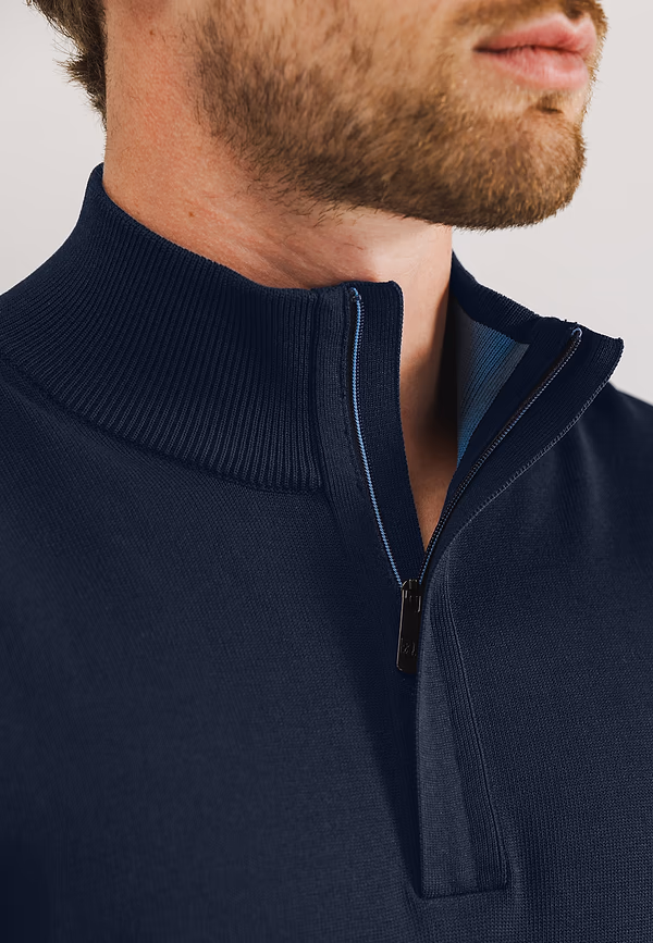 State Of Art Trui Met Verborgen Halve Rits Donkerblauw Uni