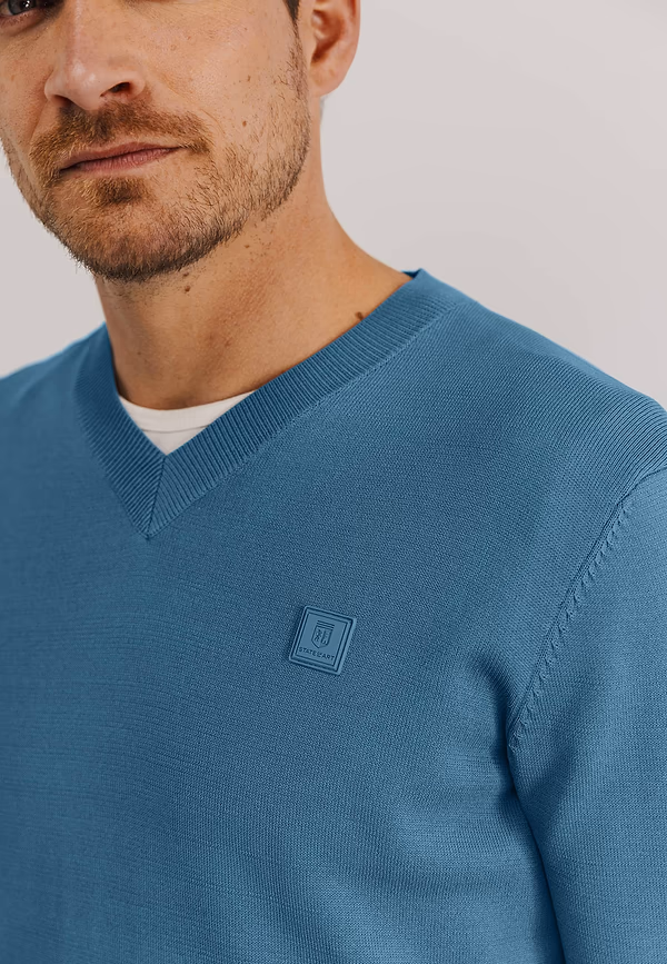 State Of Art V-hals Trui Van Een Viscose-mix Grijsblauw Uni
