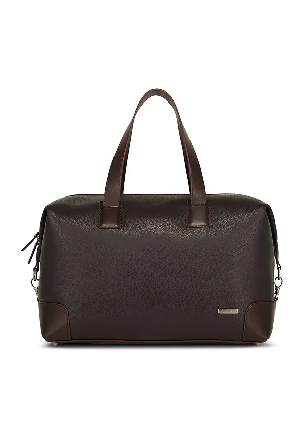 state of art Weekendtas van kalfsleer donkerbruin uni