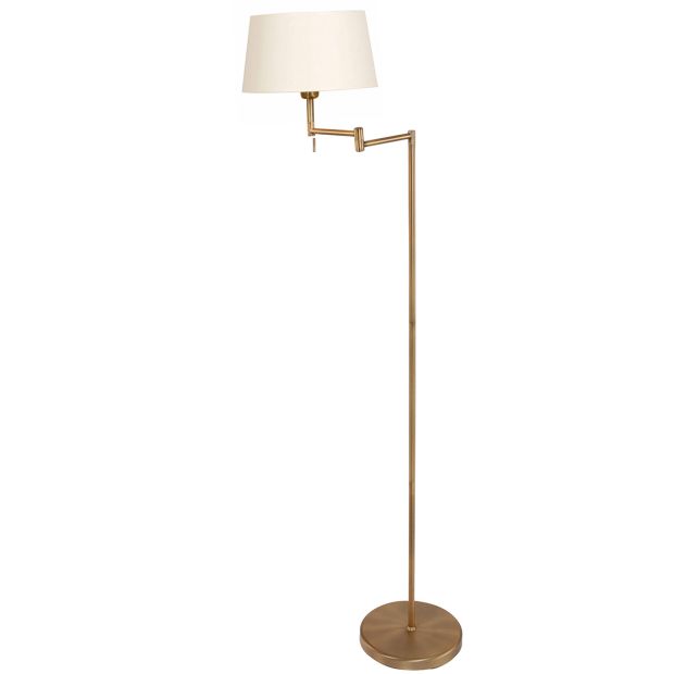 steinhauer Bronskleurige vloerlamp Bella 5894BR met crème kleurige linnen kap