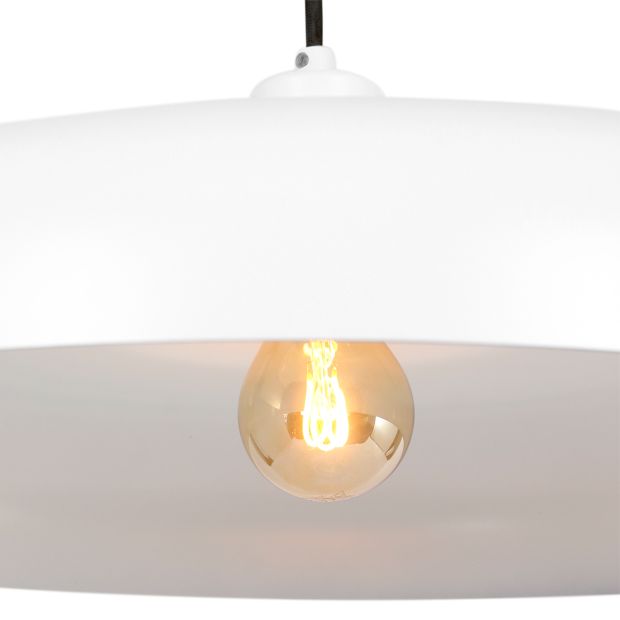 steinhauer Hanglamp Krisip 2677W Wit met E27 fitting aan stoffen snoer