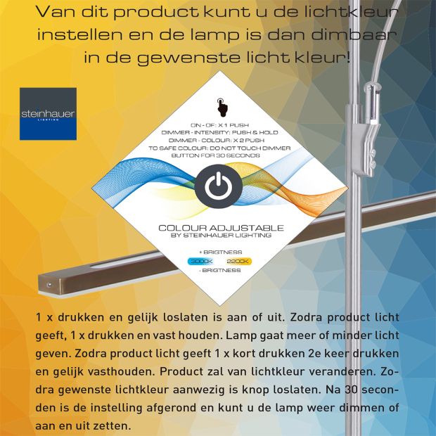 steinhauer Hanglamp Zelena 1482ZW Zwart Lichtkleur instelbaar