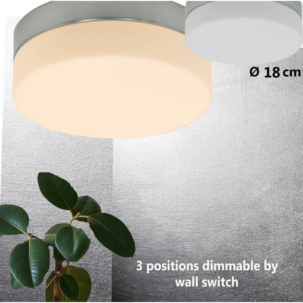 steinhauer Plafondlamp Ikaro 1362ST Staal Ø18cm met 4 standen dimmer