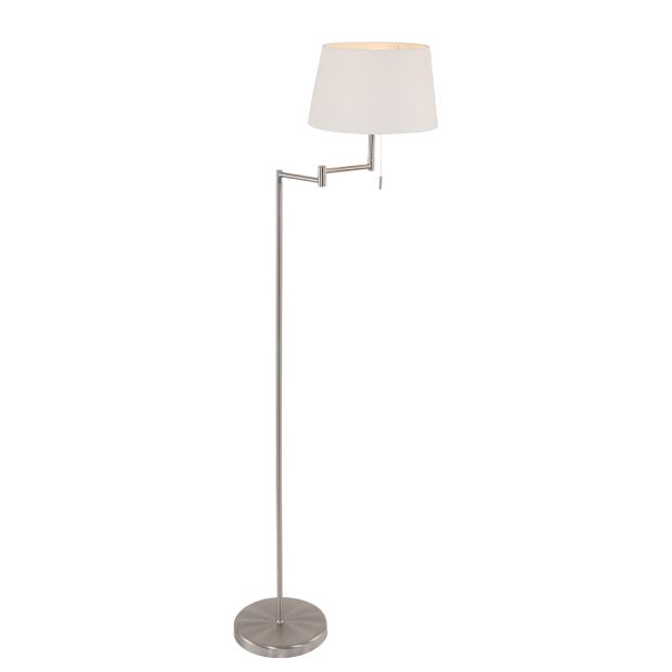 steinhauer Staalkleurige vloerlamp Bella 5894ST met wit linnen kap steinhauer Staalkleurige vloerlamp Bella 5894ST met wit linnen kap