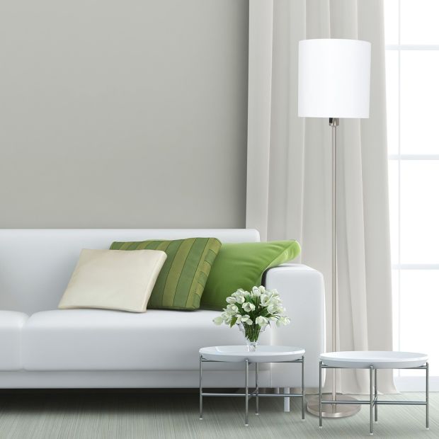 steinhauer Vloerlamp Noor 1564ST Staal inclusief wit linnen kap