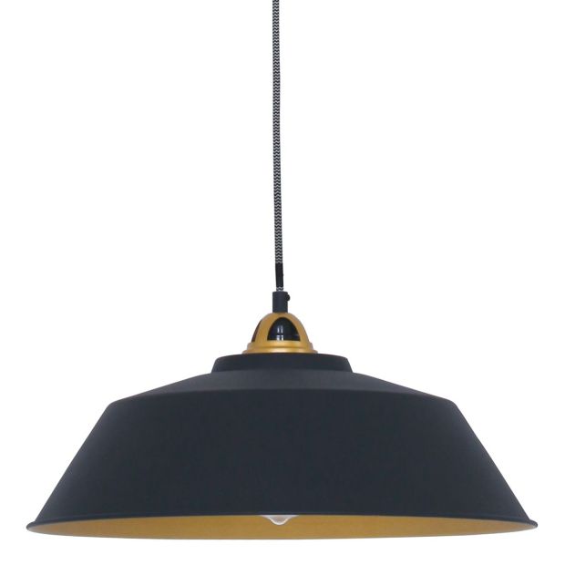 steinhauer Zwart met gouden hanglamp Nove 1318ZW Ø42cm met E27 fitting