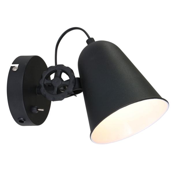 steinhauer Zwart met witte wandlamp Dolphin 1323ZW met E27 fitting