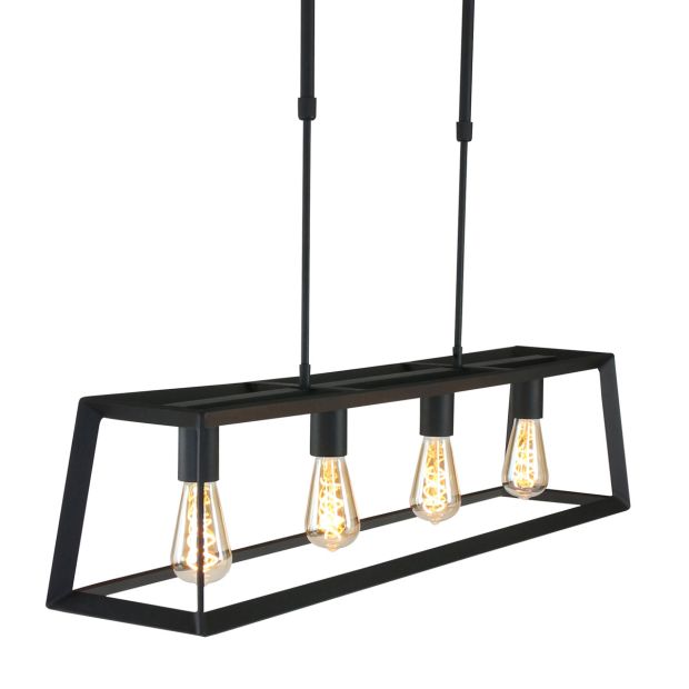 steinhauer Zwarte hanglamp Buckley 1705ZW met 4 x een E27 fitting