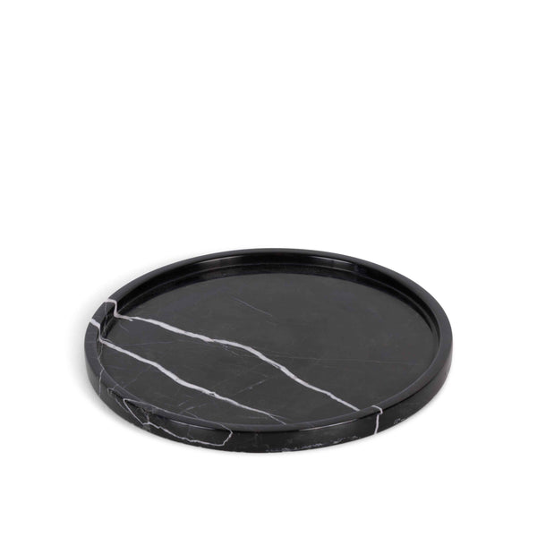 stoned Black Marble Round Tray