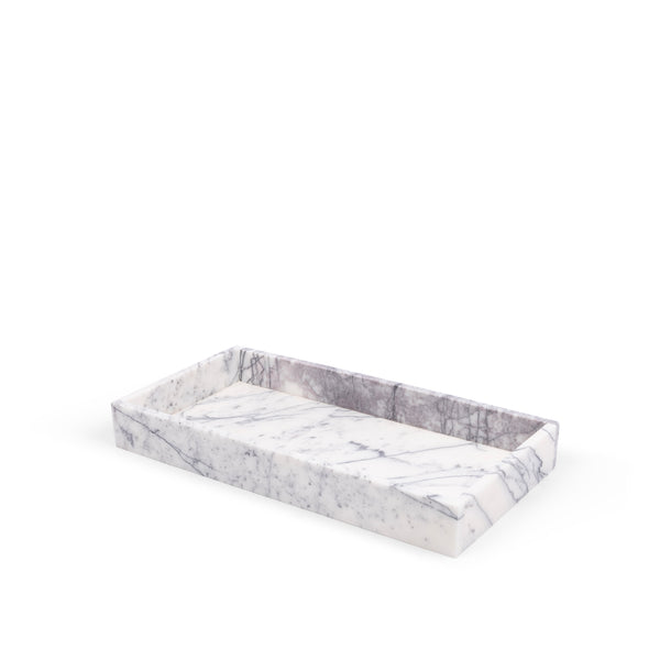 stoned Bold White Marble Rectangular Tray
