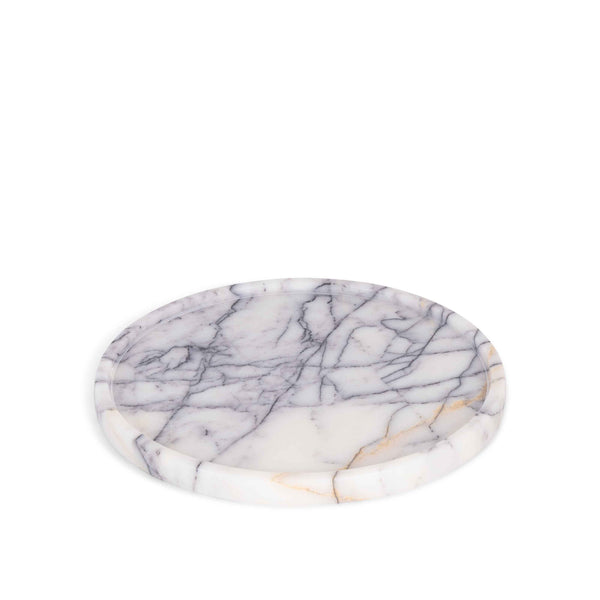 stoned Bold White Marble Round Tray