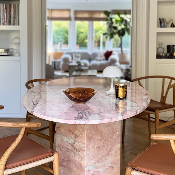 stoned Pink Marble 'Gooise Mannen' Dining Table