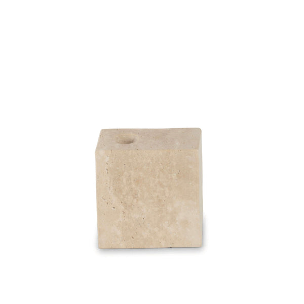 stoned Travertine Candle Holder 'Pixel'