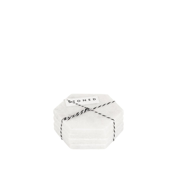 stoned White Marble Hexagon Coasters