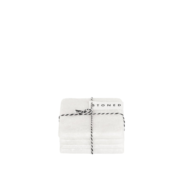 stoned White Marble Square Coasters