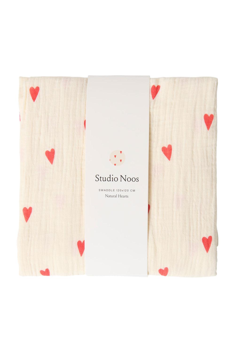 studio noos Beige Hearts Swaddle Print Large
