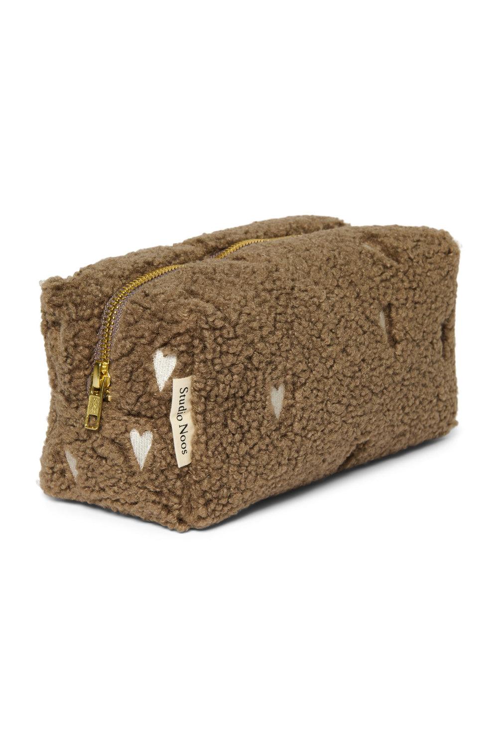 Studio Noos Brown Teddy Hearts Pouch