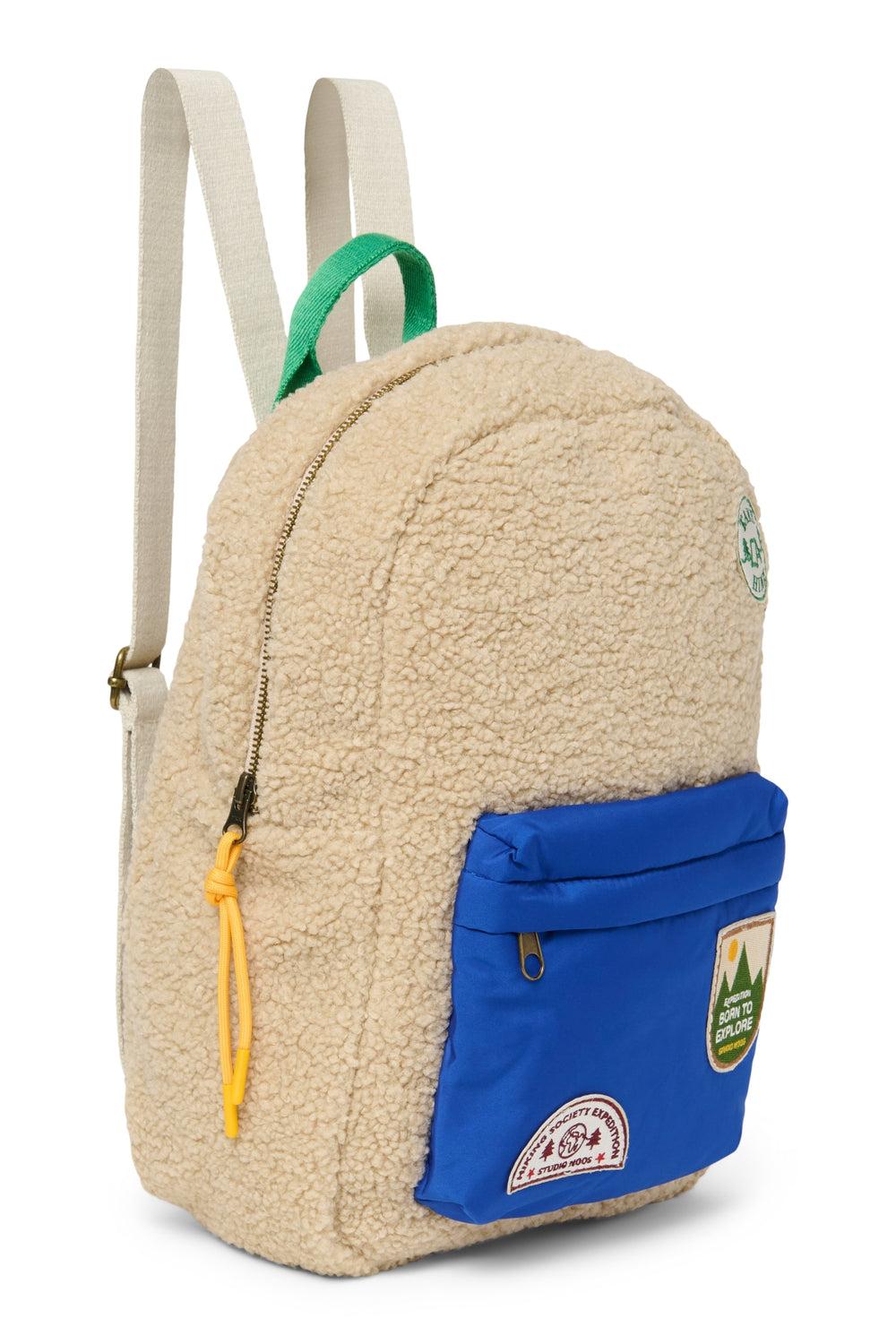 Studio Noos Ecru/Cobalt Teddy Midi Backpack