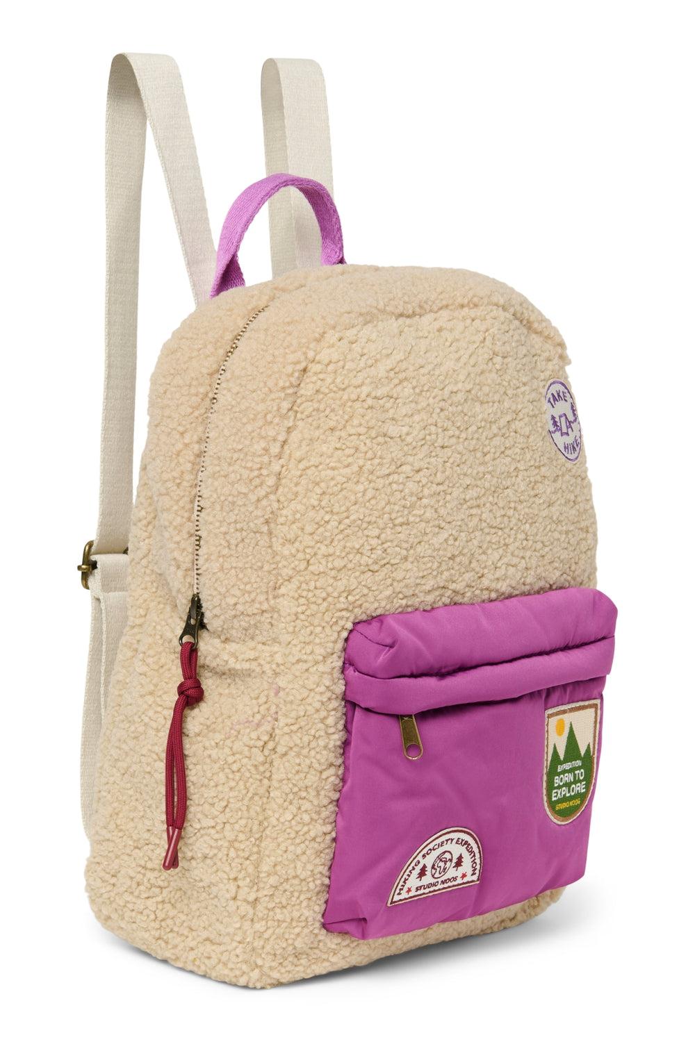 Studio Noos Ecru/Purple Teddy Midi Backpack