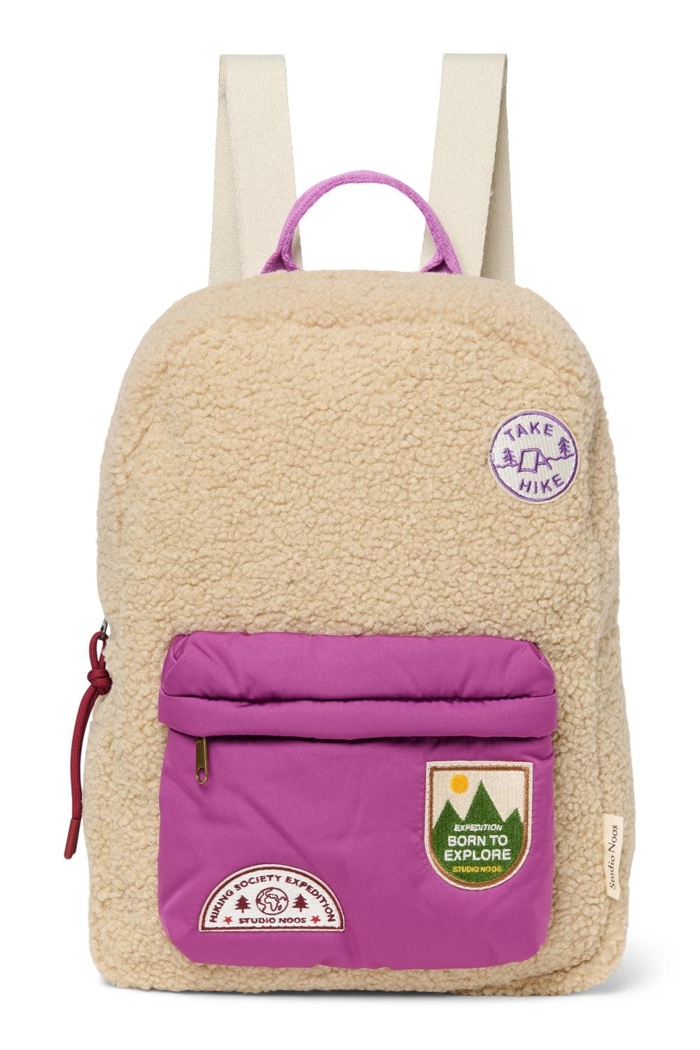studio noos Ecru/Purple Teddy Midi Backpack
