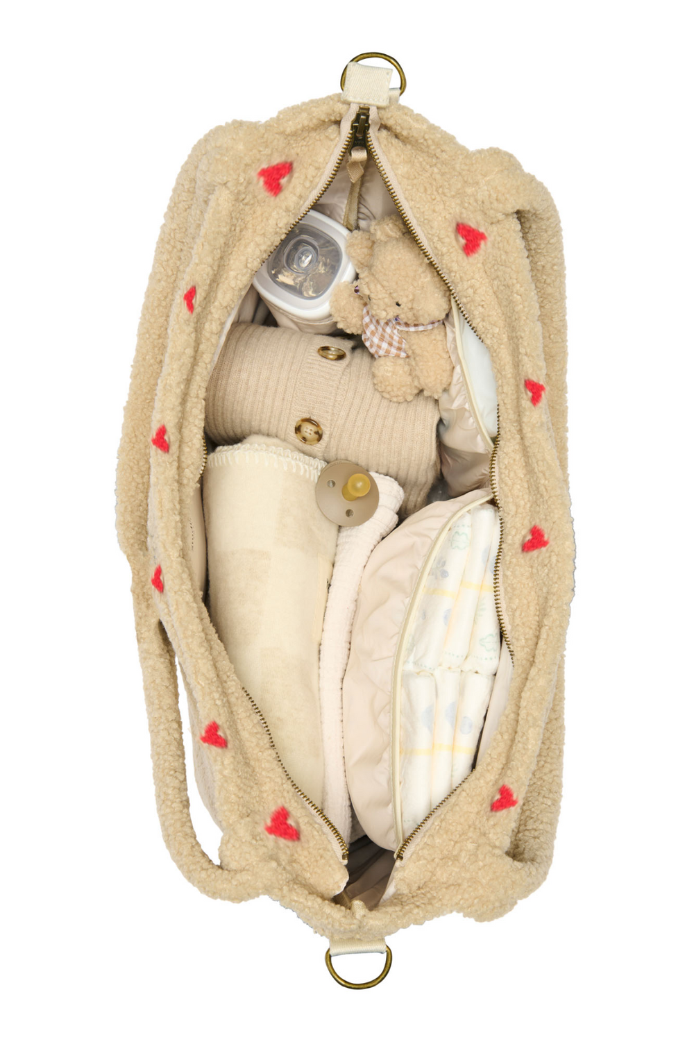 Studio Noos Ecru Teddy Hearts Diaper Bag