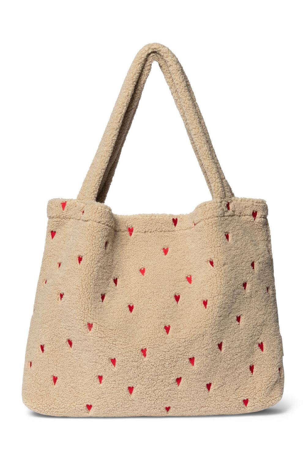 studio noos Ecru Teddy Hearts Mom Bag