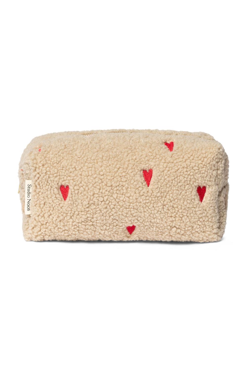 studio noos Ecru Teddy Hearts Pouch