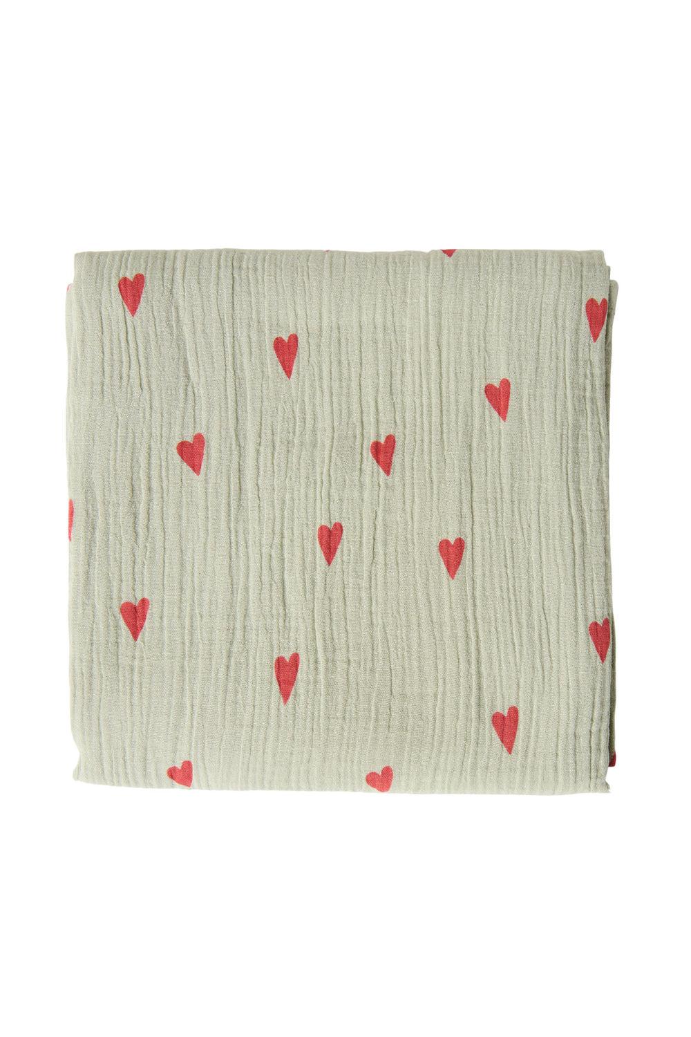 Studio Noos Green Hearts Swaddle Print Large