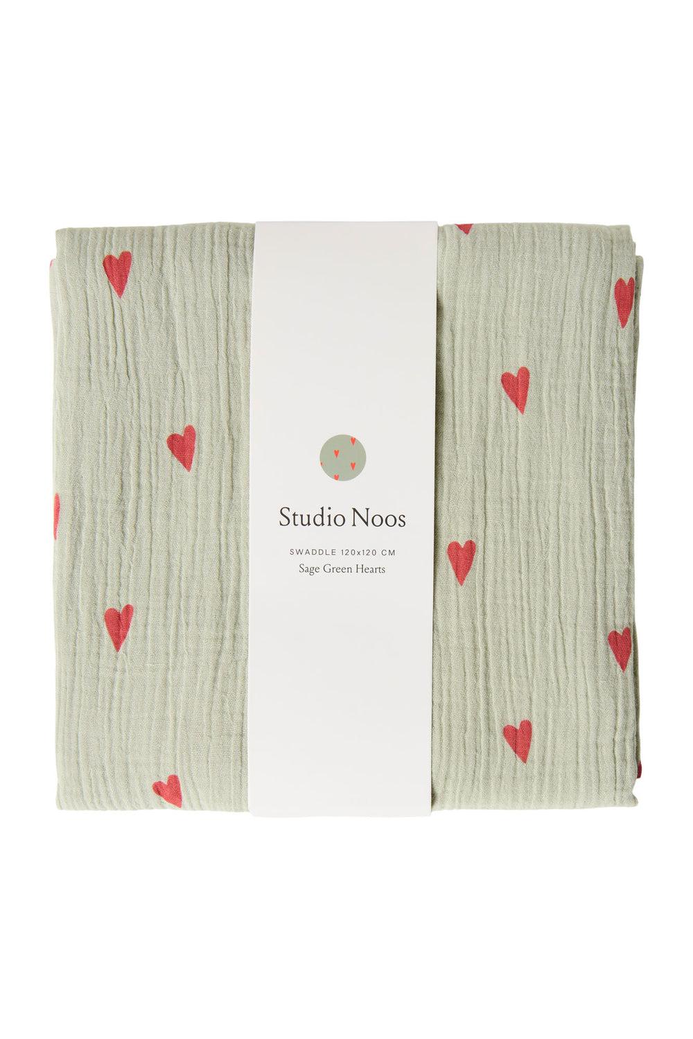 studio noos Green Hearts Swaddle Print Large