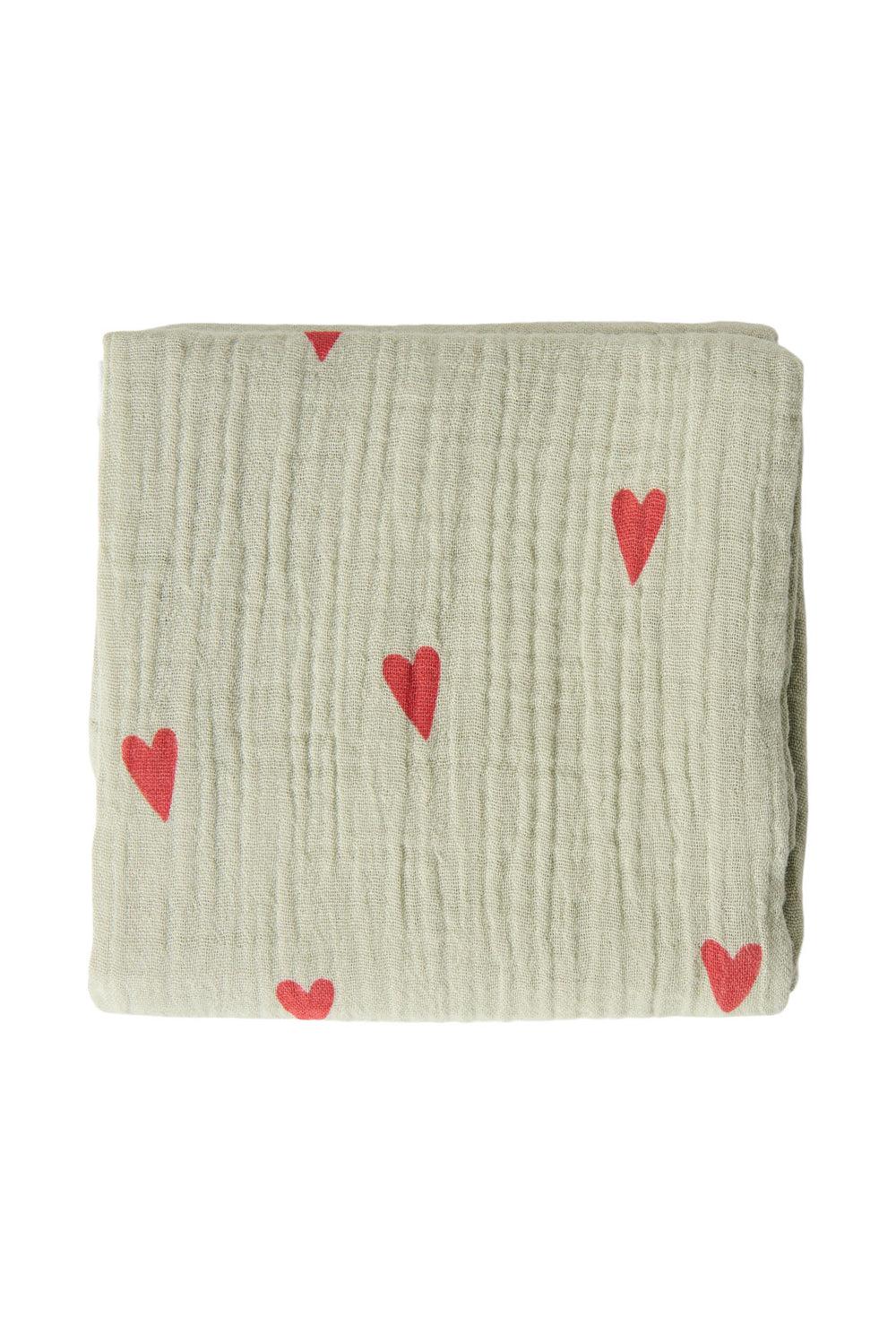 Studio Noos Green Hearts Swaddle Print Medium