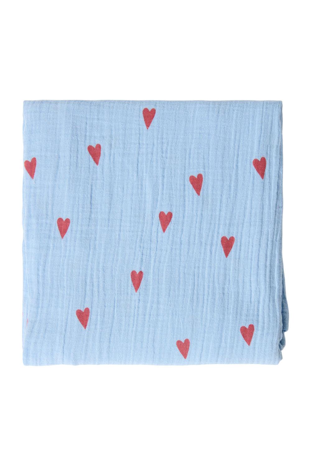 Studio Noos Light Blue Hearts Swaddle Print Large