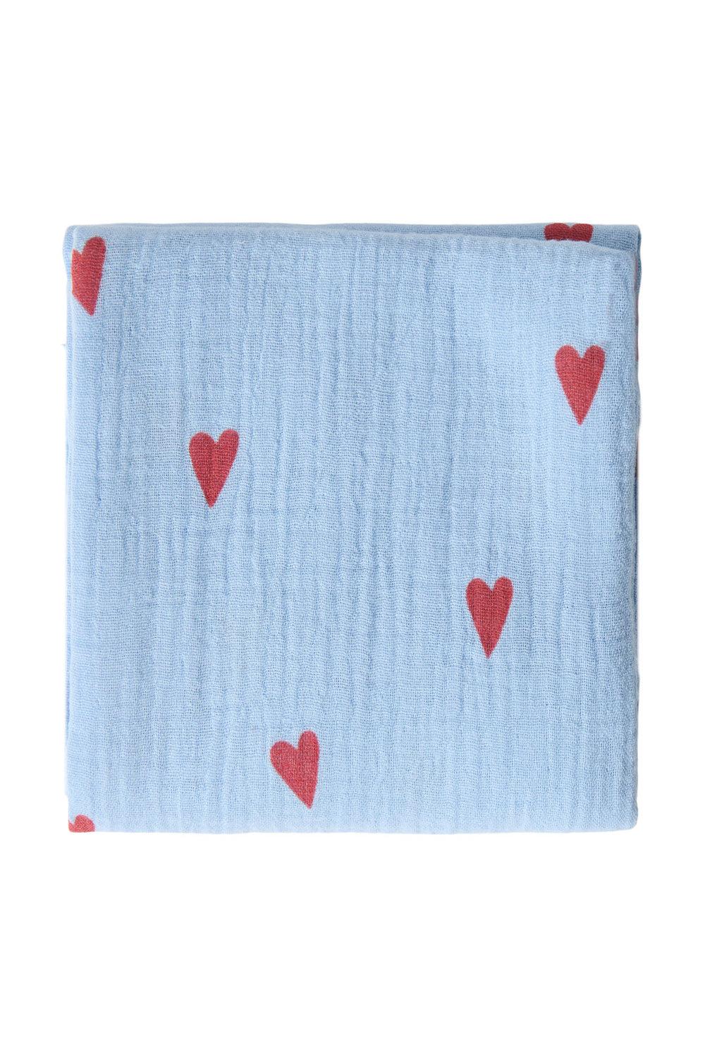 Studio Noos Light Blue Hearts Swaddle Print Medium