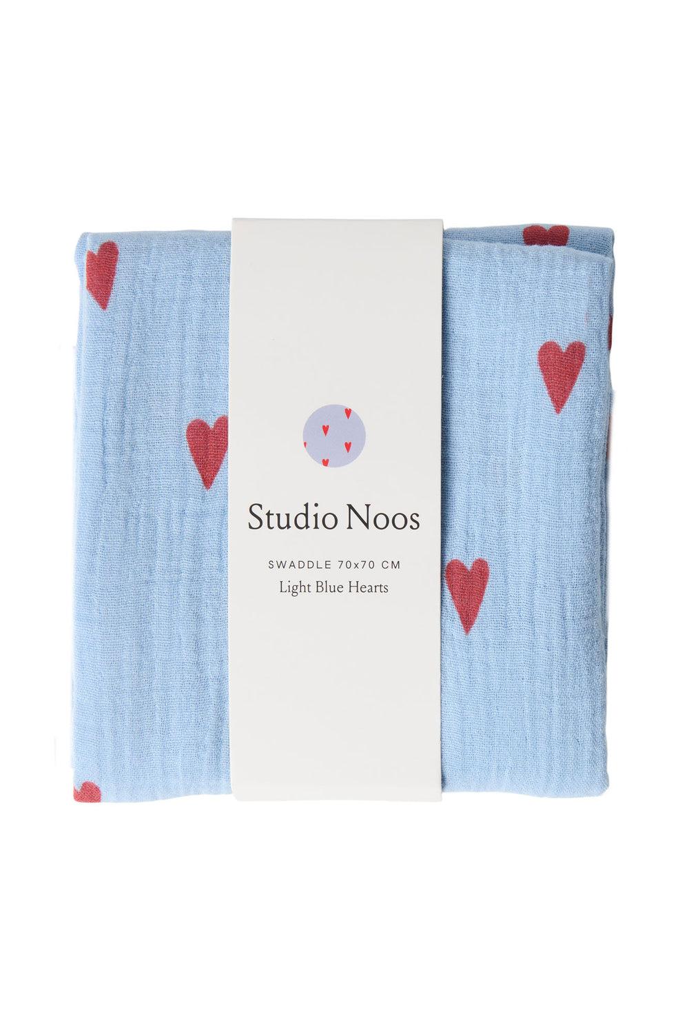 studio noos Light Blue Hearts Swaddle Print Medium