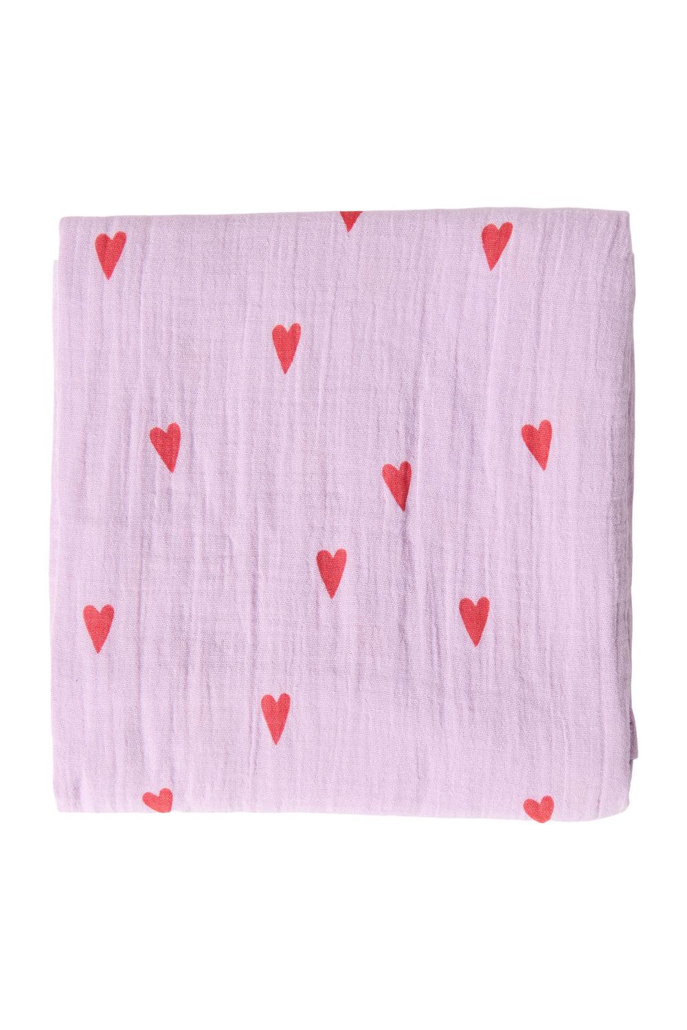Studio Noos Purple Hearts Swaddle Print Large