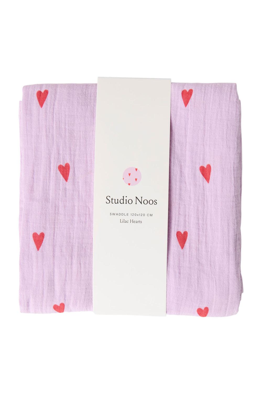 studio noos Purple Hearts Swaddle Print Large