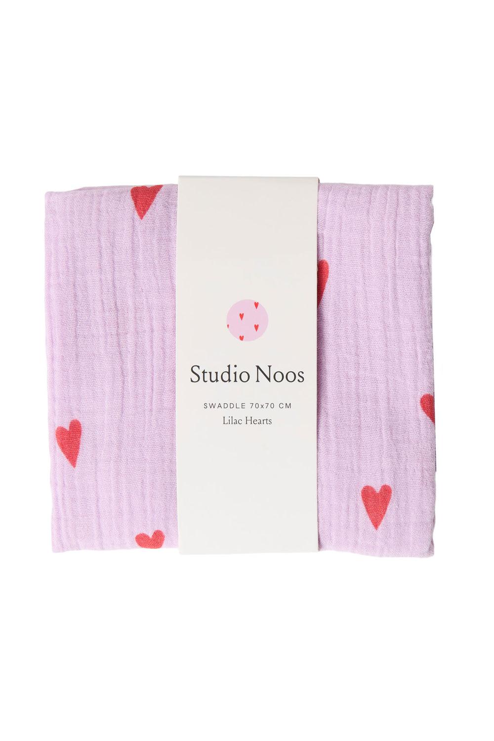 studio noos Purple Hearts Swaddle Print Medium